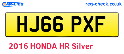 HJ66PXF are the vehicle registration plates.