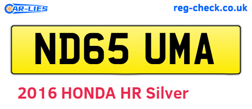 ND65UMA are the vehicle registration plates.