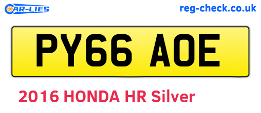 PY66AOE are the vehicle registration plates.