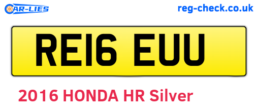 RE16EUU are the vehicle registration plates.