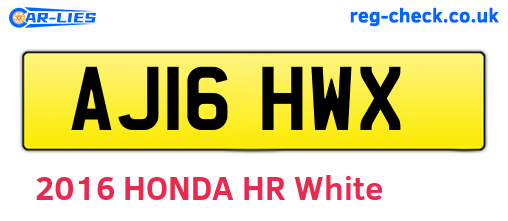 AJ16HWX are the vehicle registration plates.