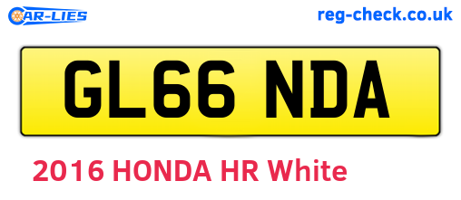 GL66NDA are the vehicle registration plates.