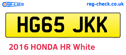 HG65JKK are the vehicle registration plates.