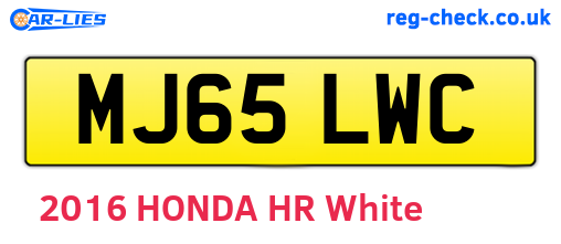 MJ65LWC are the vehicle registration plates.
