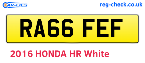 RA66FEF are the vehicle registration plates.