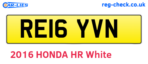RE16YVN are the vehicle registration plates.