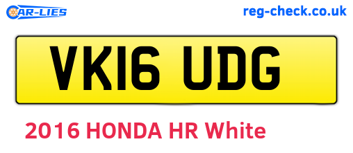 VK16UDG are the vehicle registration plates.