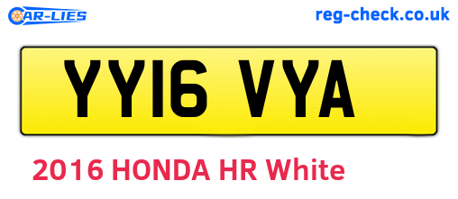YY16VYA are the vehicle registration plates.