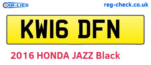 KW16DFN are the vehicle registration plates.