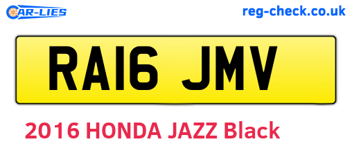 RA16JMV are the vehicle registration plates.