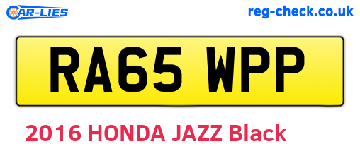 RA65WPP are the vehicle registration plates.