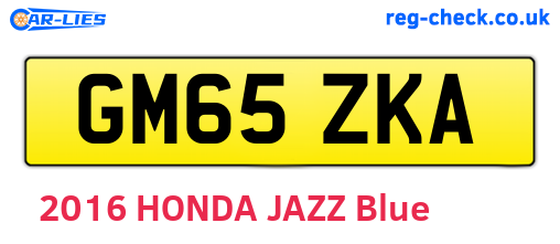 GM65ZKA are the vehicle registration plates.