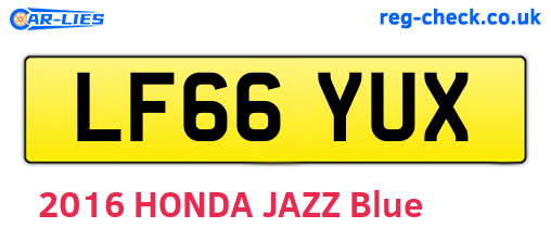 LF66YUX are the vehicle registration plates.