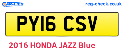 PY16CSV are the vehicle registration plates.