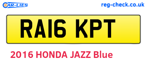 RA16KPT are the vehicle registration plates.
