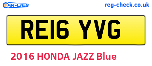 RE16YVG are the vehicle registration plates.