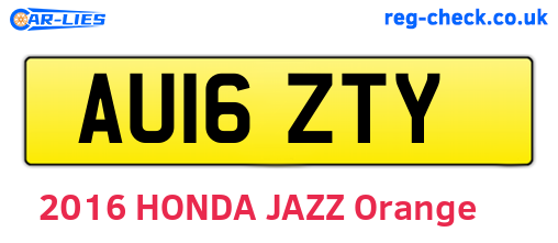 AU16ZTY are the vehicle registration plates.