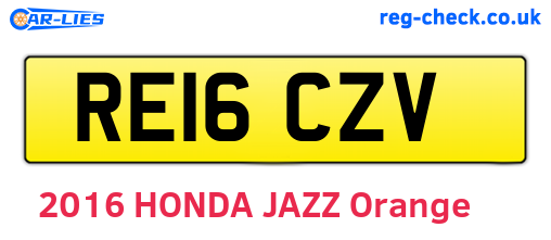 RE16CZV are the vehicle registration plates.