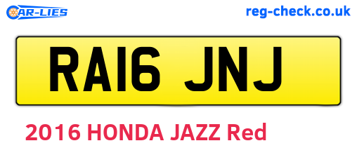 RA16JNJ are the vehicle registration plates.