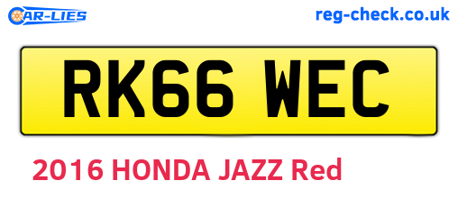 RK66WEC are the vehicle registration plates.