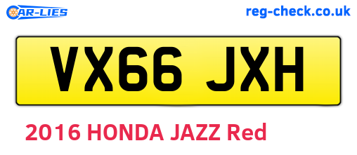 VX66JXH are the vehicle registration plates.