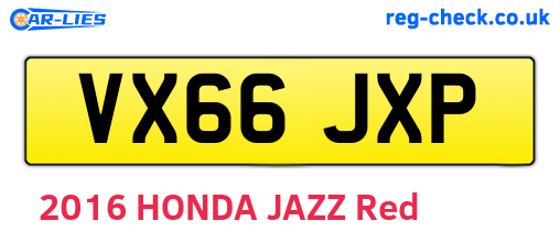 VX66JXP are the vehicle registration plates.
