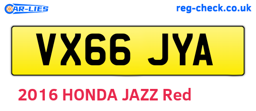 VX66JYA are the vehicle registration plates.