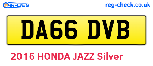 DA66DVB are the vehicle registration plates.