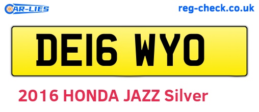 DE16WYO are the vehicle registration plates.