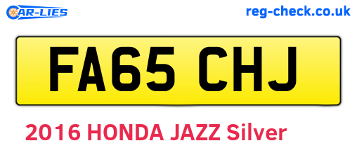FA65CHJ are the vehicle registration plates.