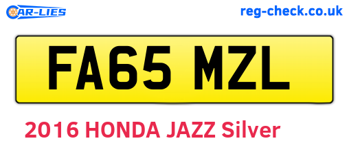 FA65MZL are the vehicle registration plates.