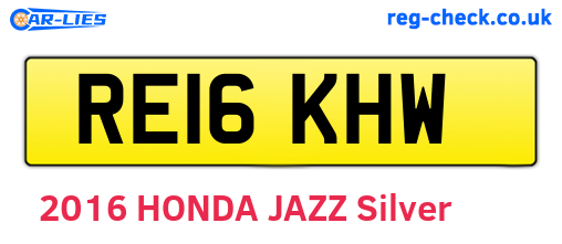 RE16KHW are the vehicle registration plates.