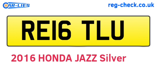 RE16TLU are the vehicle registration plates.