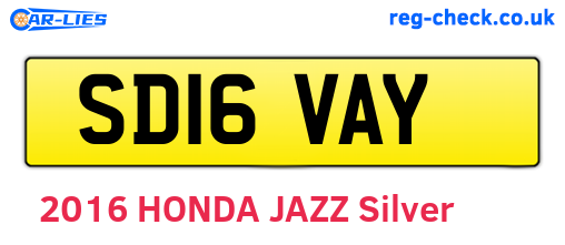 SD16VAY are the vehicle registration plates.