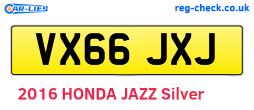 VX66JXJ are the vehicle registration plates.