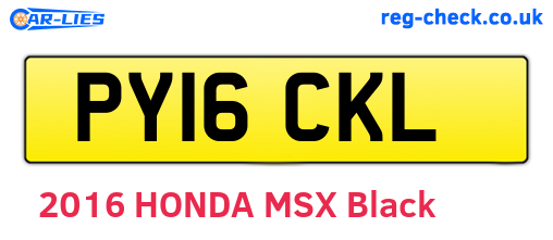 PY16CKL are the vehicle registration plates.