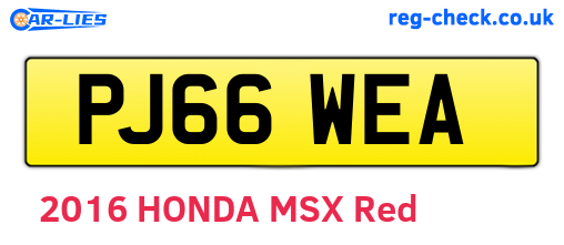 PJ66WEA are the vehicle registration plates.