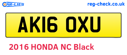 AK16OXU are the vehicle registration plates.
