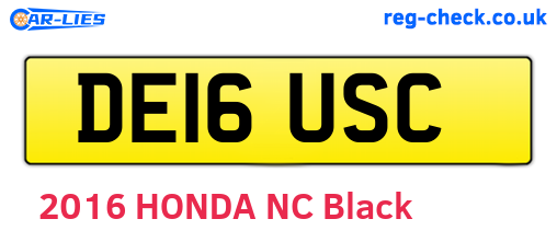DE16USC are the vehicle registration plates.