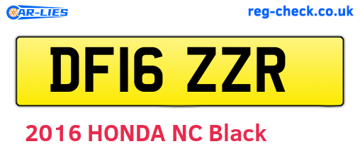 DF16ZZR are the vehicle registration plates.