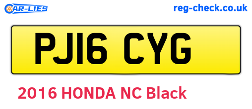 PJ16CYG are the vehicle registration plates.