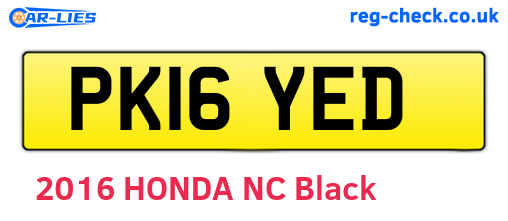PK16YED are the vehicle registration plates.