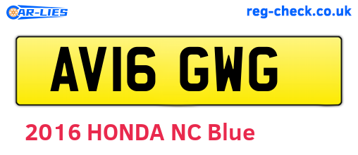 AV16GWG are the vehicle registration plates.