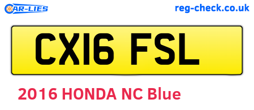 CX16FSL are the vehicle registration plates.