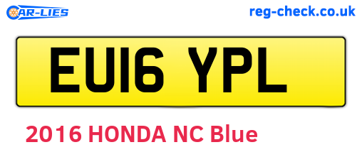 EU16YPL are the vehicle registration plates.