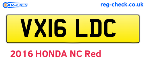 VX16LDC are the vehicle registration plates.