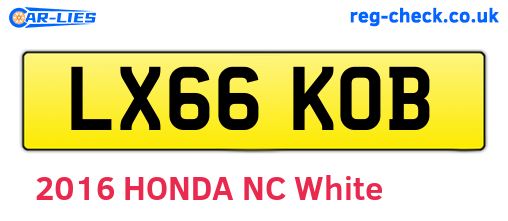 LX66KOB are the vehicle registration plates.