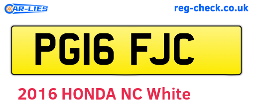 PG16FJC are the vehicle registration plates.