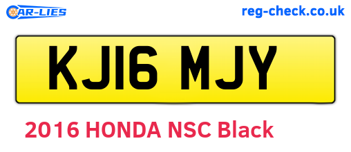 KJ16MJY are the vehicle registration plates.