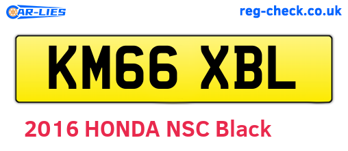 KM66XBL are the vehicle registration plates.